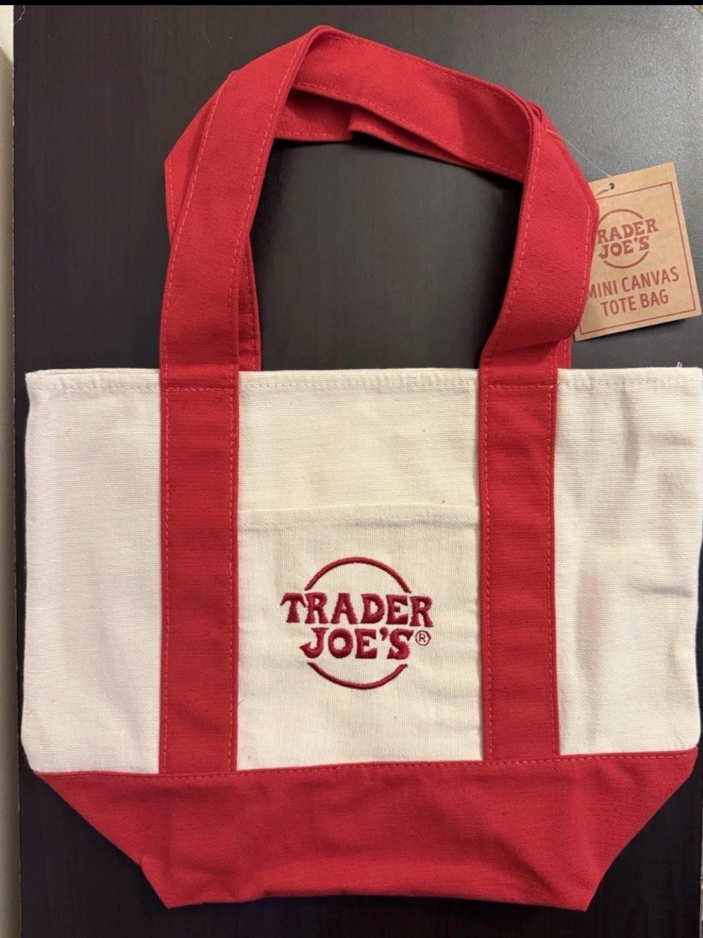 Trader Joe's Red Mini Canvas Tote Bag